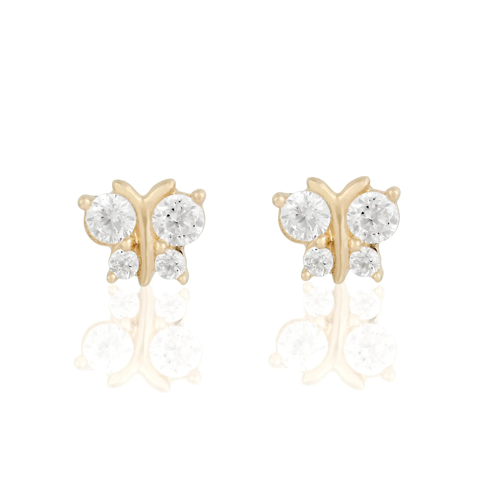 14k Fine Crystal Butterfly Stud Earrings