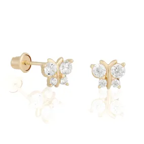 14k Fine Crystal Butterfly Stud Earrings