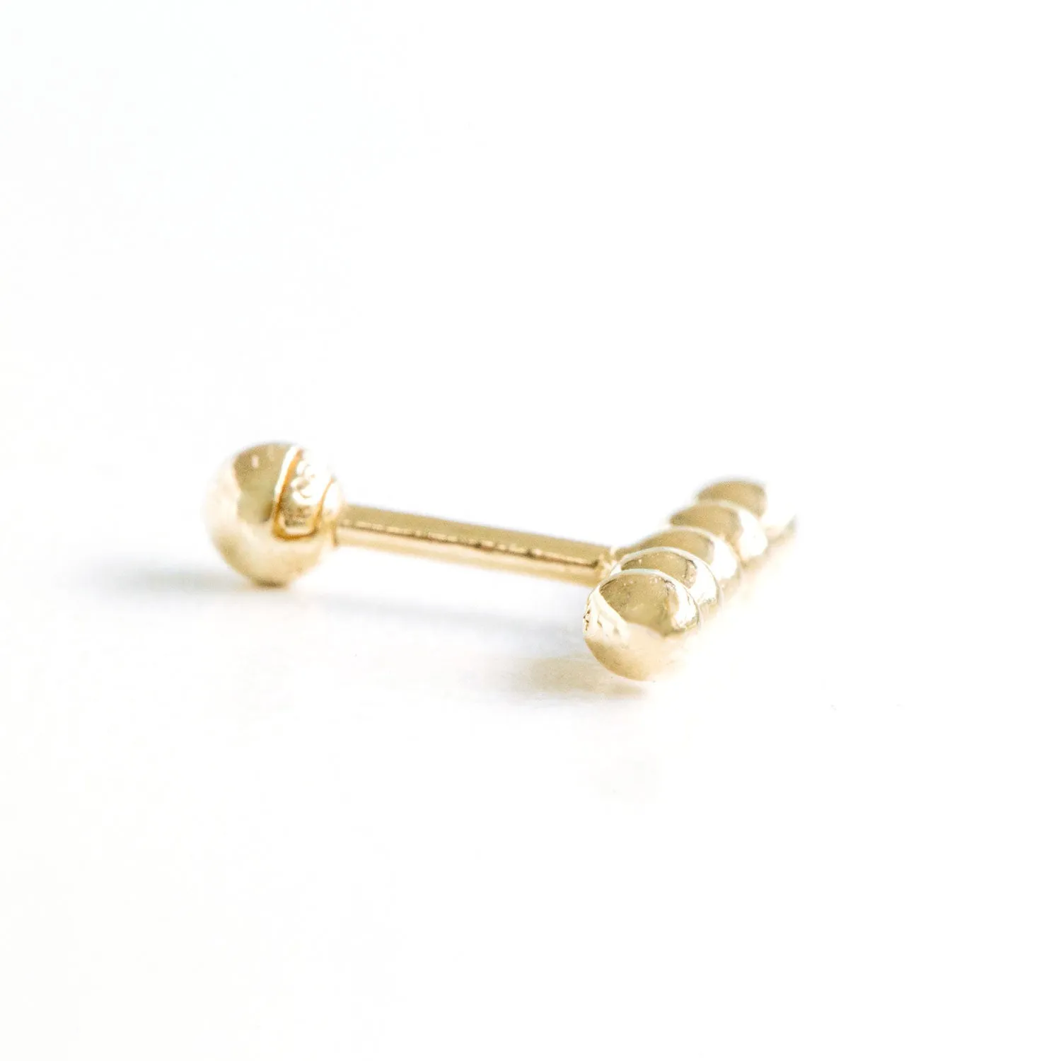 14k Gold Five Ball Stick Pendant Barbell Ear Stud Piercing