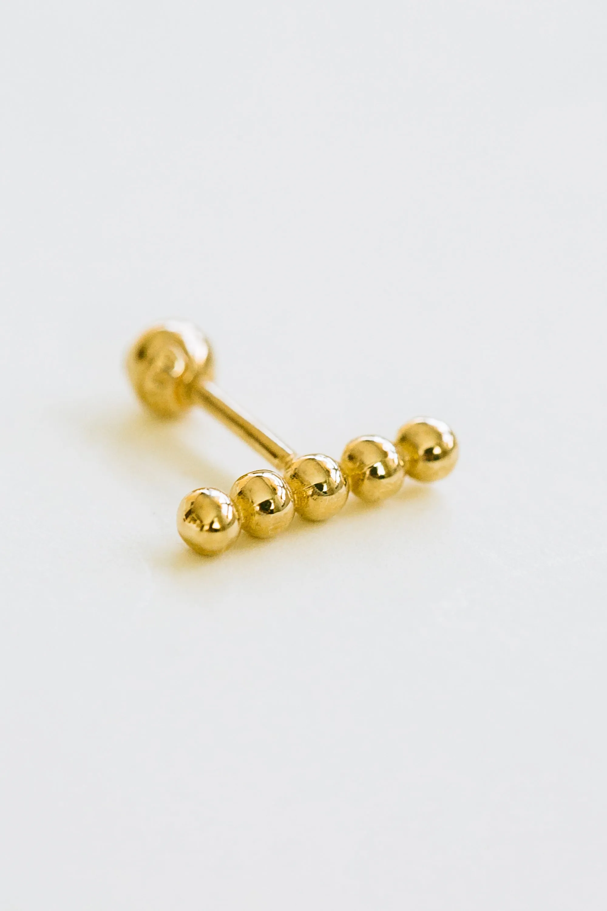 14k Gold Five Ball Stick Pendant Barbell Ear Stud Piercing