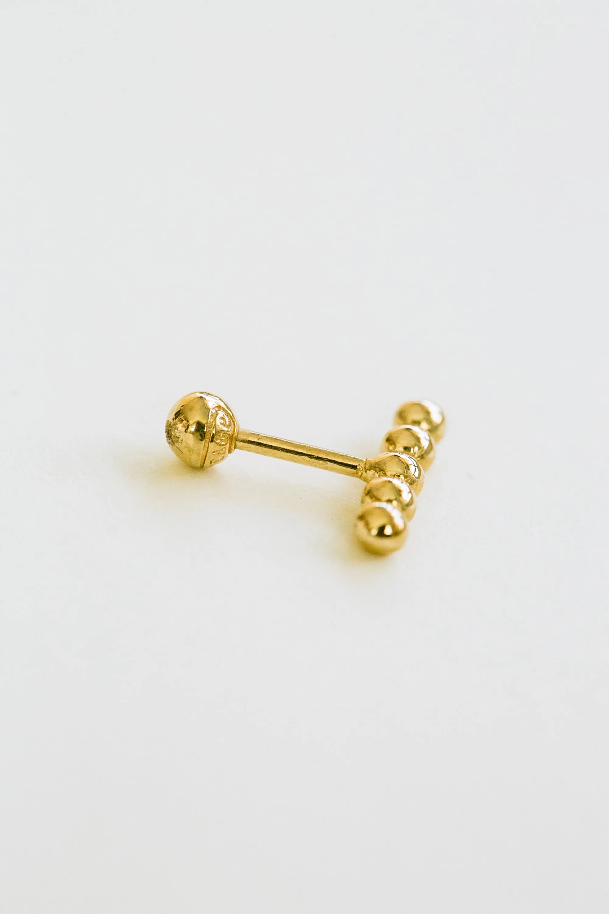 14k Gold Five Ball Stick Pendant Barbell Ear Stud Piercing