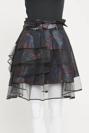 2009 Black Polyester and Silk Preowned Ruffle Tiered Mini Skirt