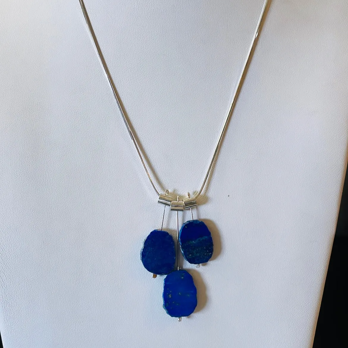 3 Petal Pivot natural edge lapis necklace