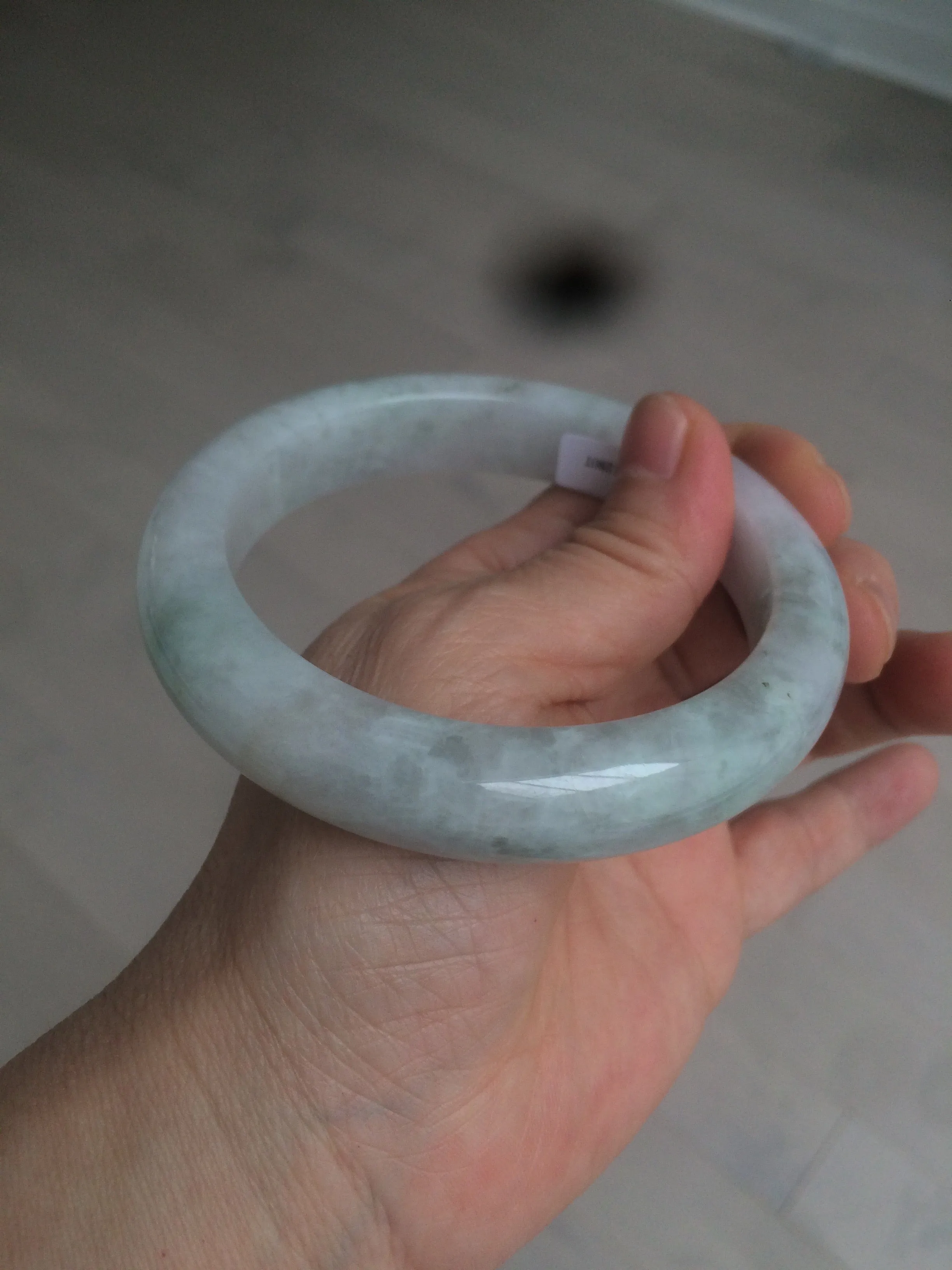 61.8 mm certified type A 100% Natural light green/white/purple chubby Jadeite Jade bangle BH44-2807