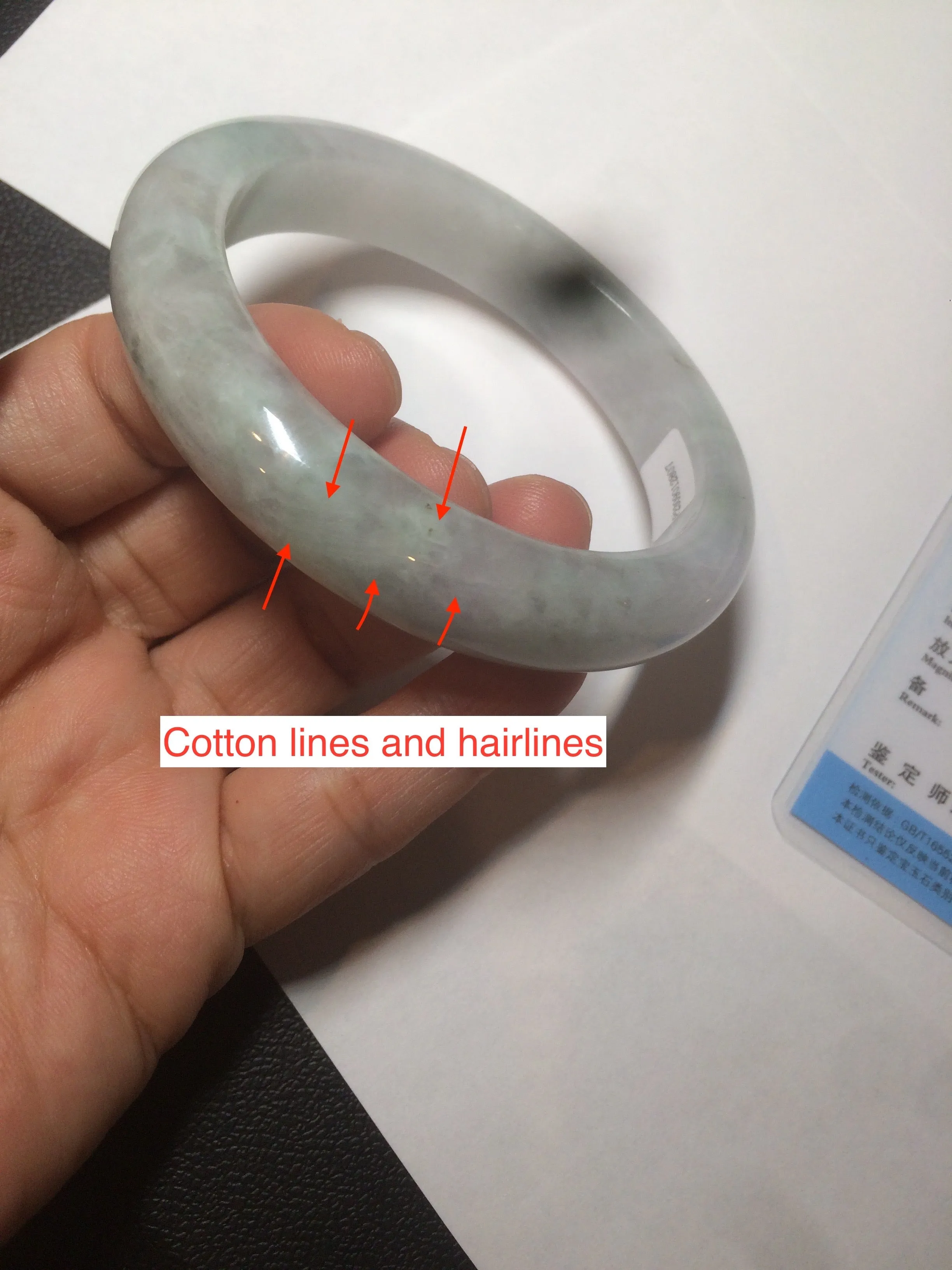 61.8 mm certified type A 100% Natural light green/white/purple chubby Jadeite Jade bangle BH44-2807