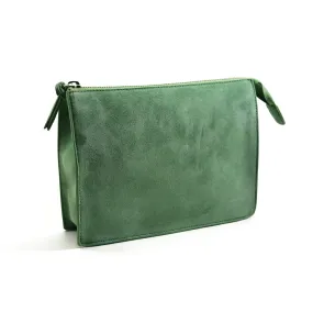 A & Furst - Medium Pouch - Handbag, Mist Green Color Suede Leather