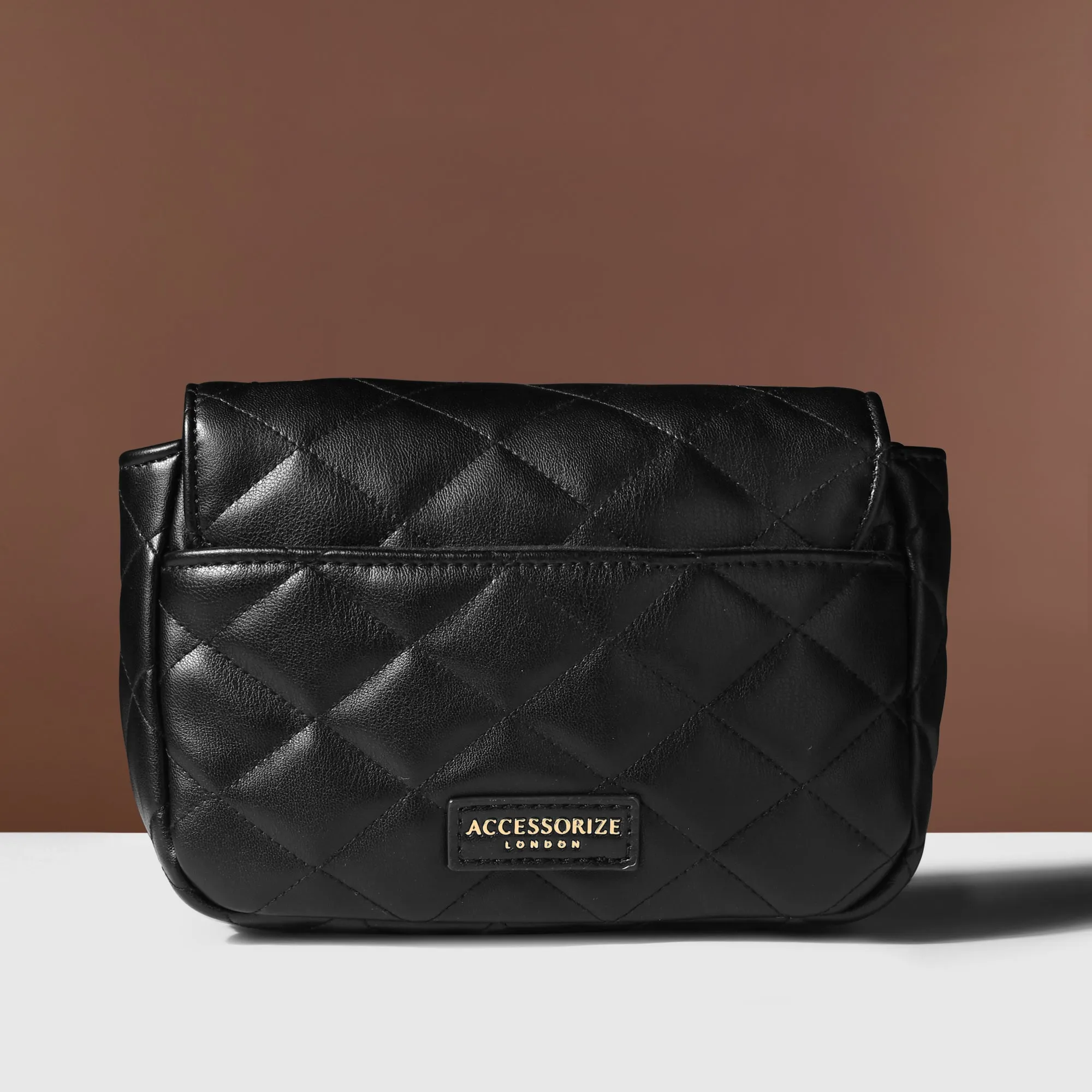 Accessorize London Women's Black Quilted Twistlock Sling Bag