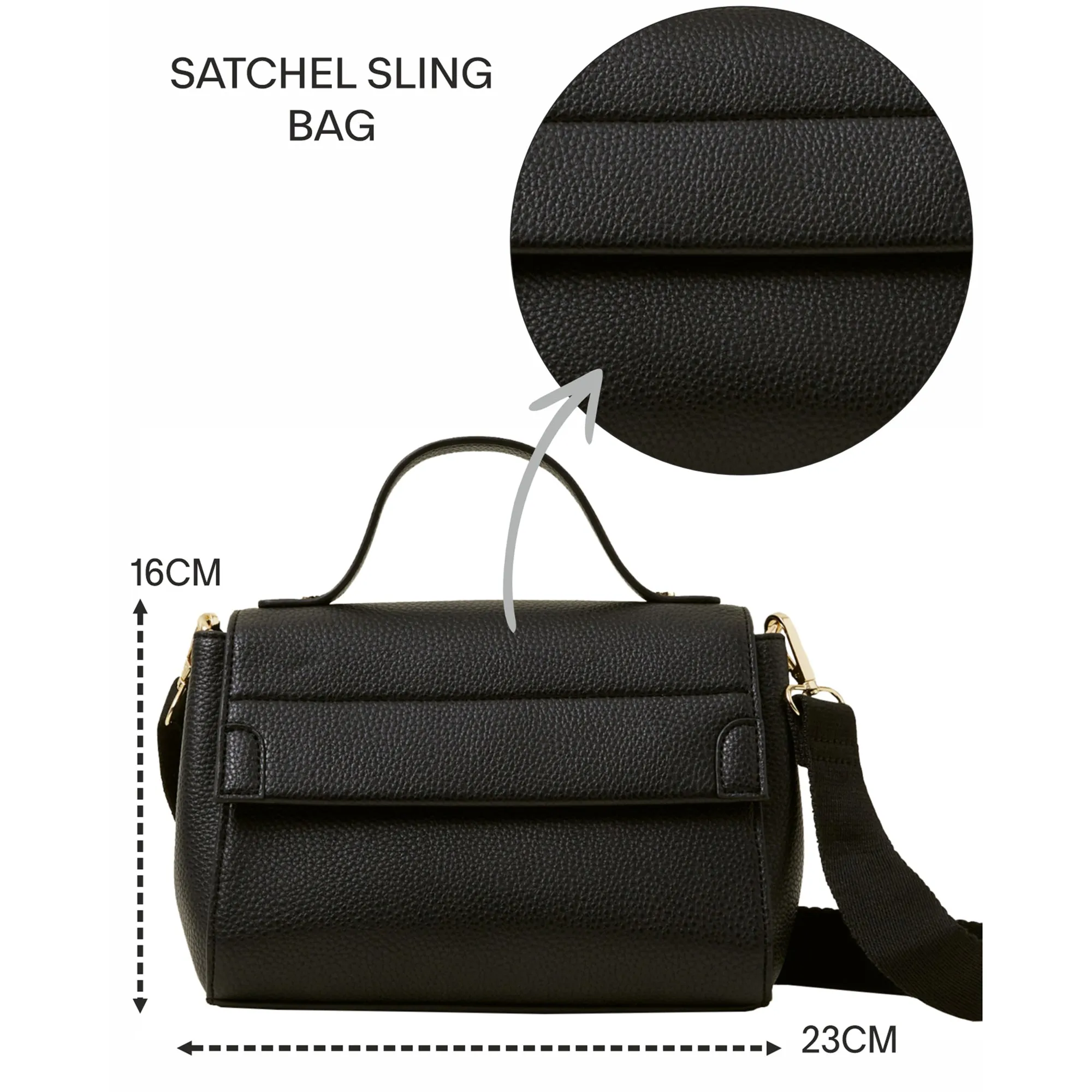 Accessorize London Women's Black Satchel Sling Bag