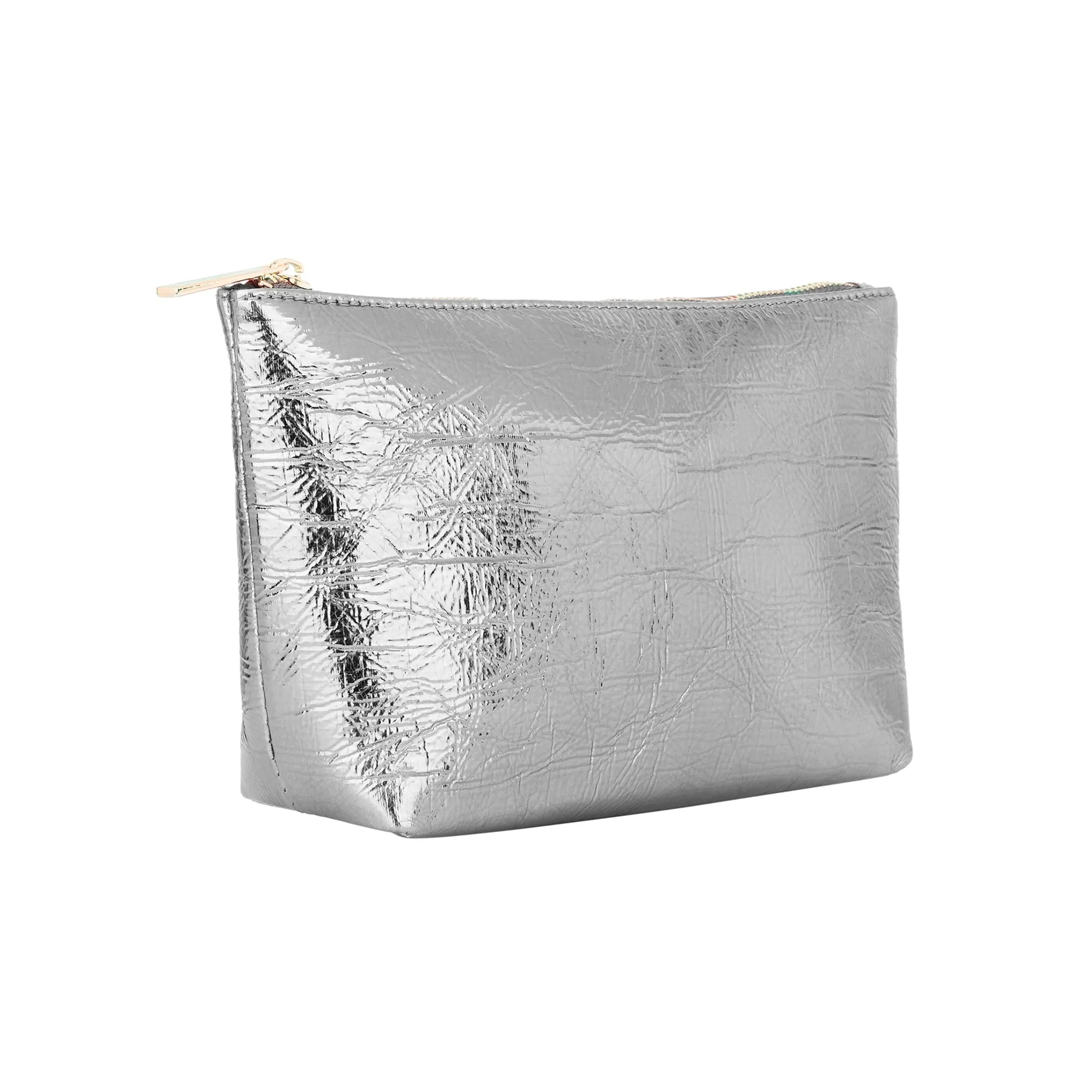 Accessorize London Women's Pewter Large Metallic Makeup Bag