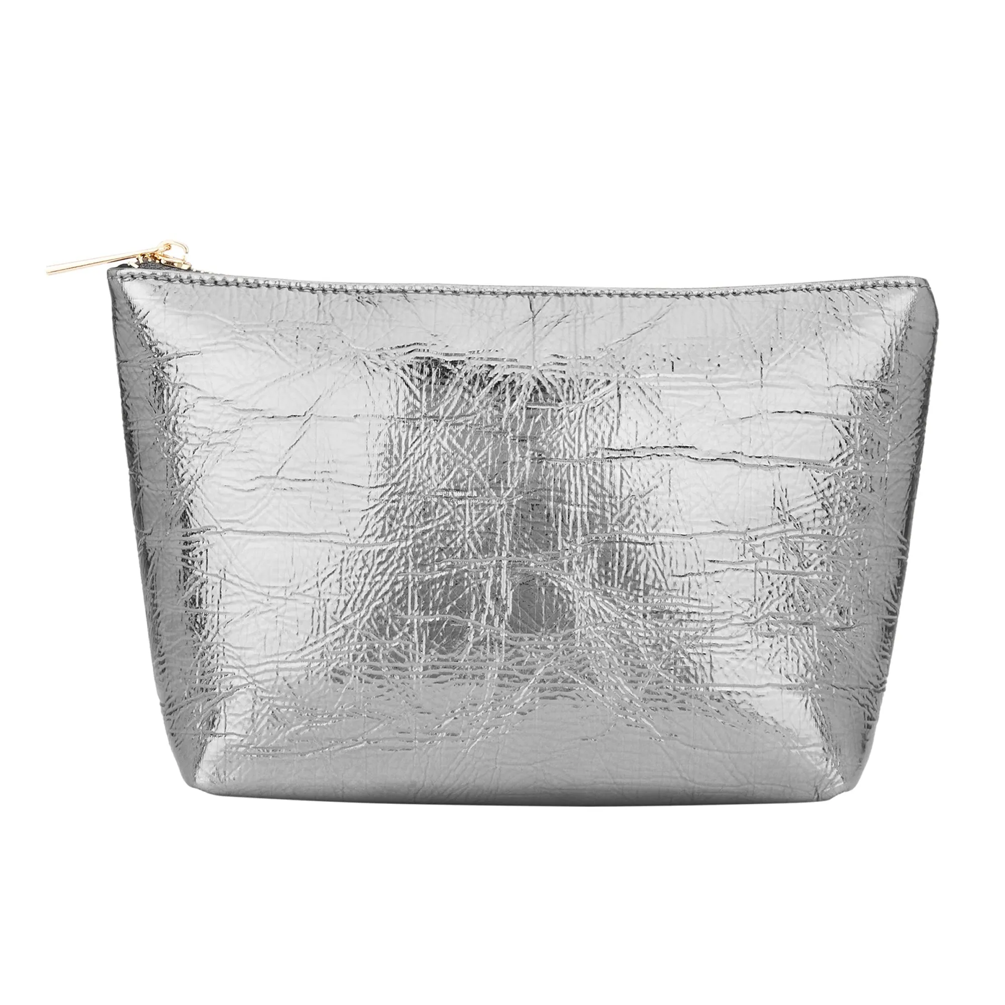 Accessorize London Women's Pewter Large Metallic Makeup Bag