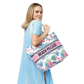 BEACH PLEASE Message Tropical Beach Bag Tote Bag