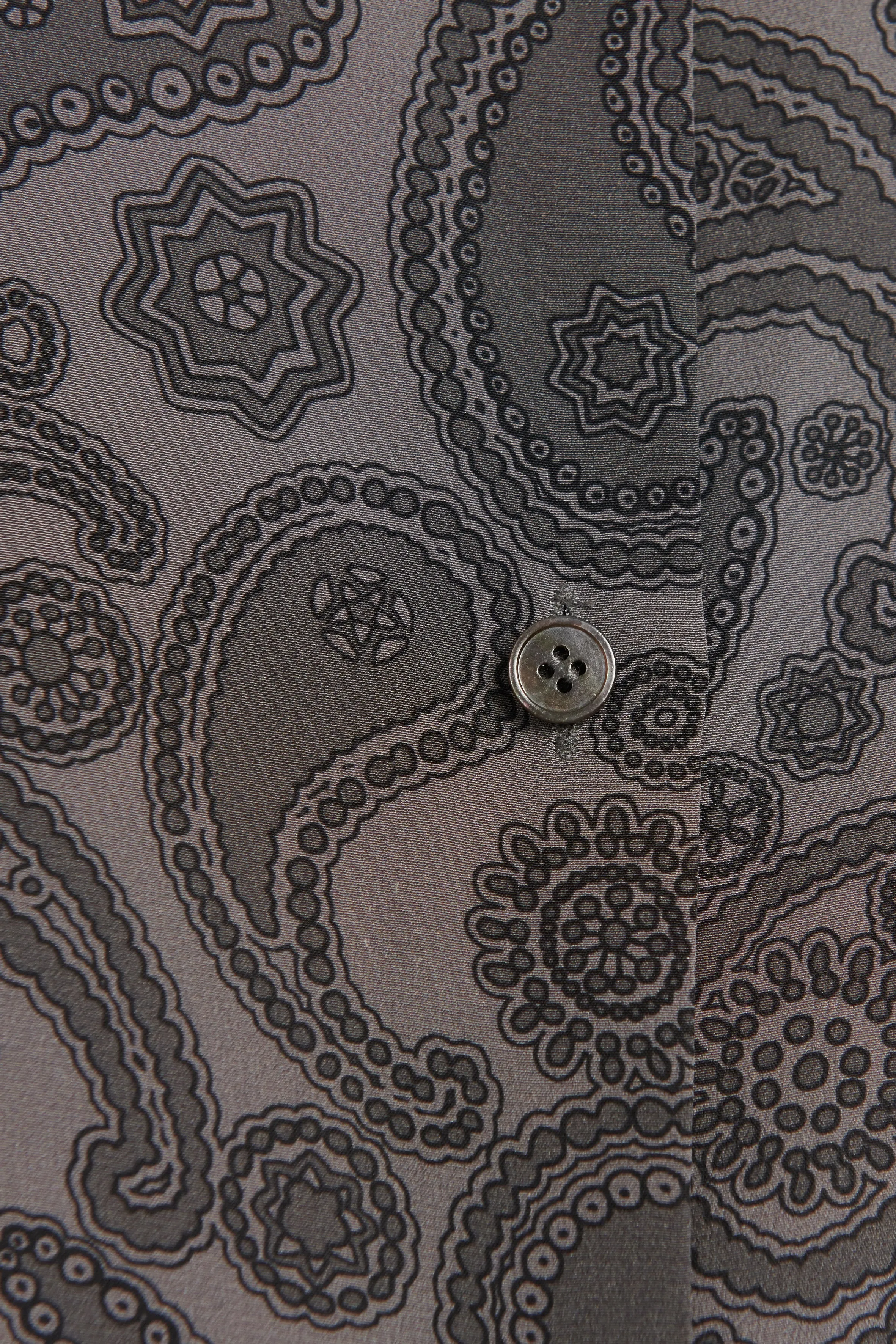 Black and Grey Silk Paisley Preowned Shirt