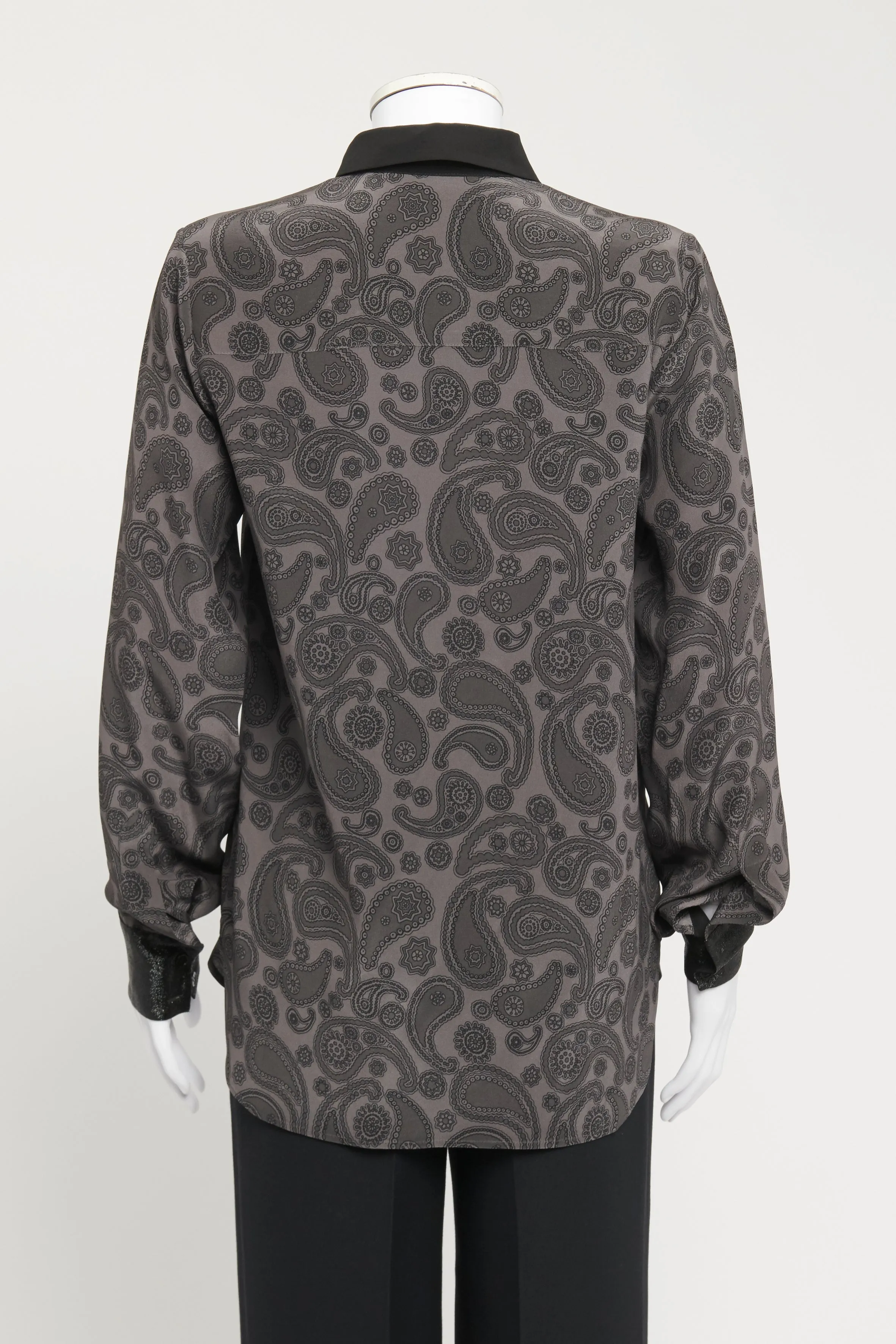 Black and Grey Silk Paisley Preowned Shirt