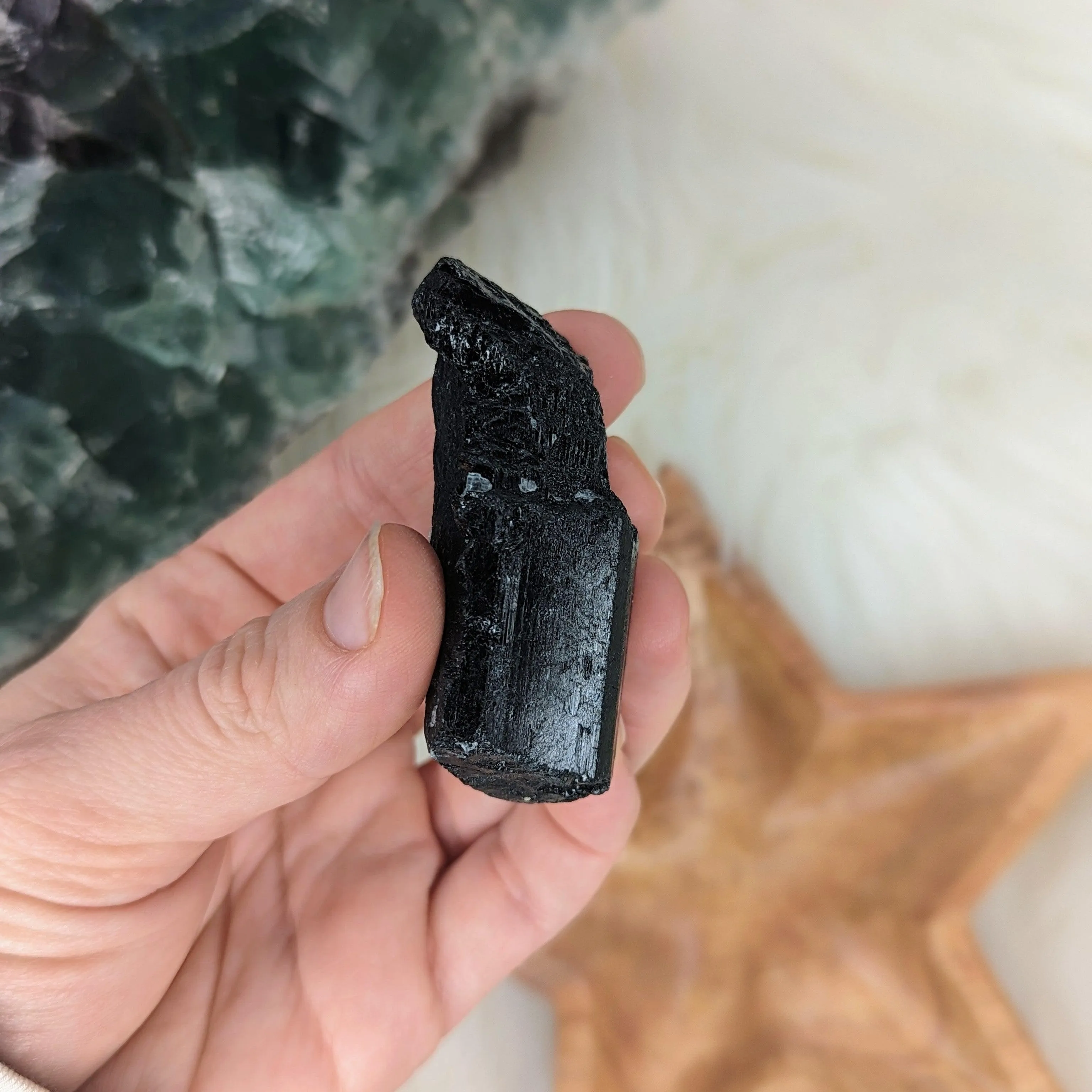 Black Tourmaline Natural Specimen with Quartz~ AA Grade~ Highly Protective Stone