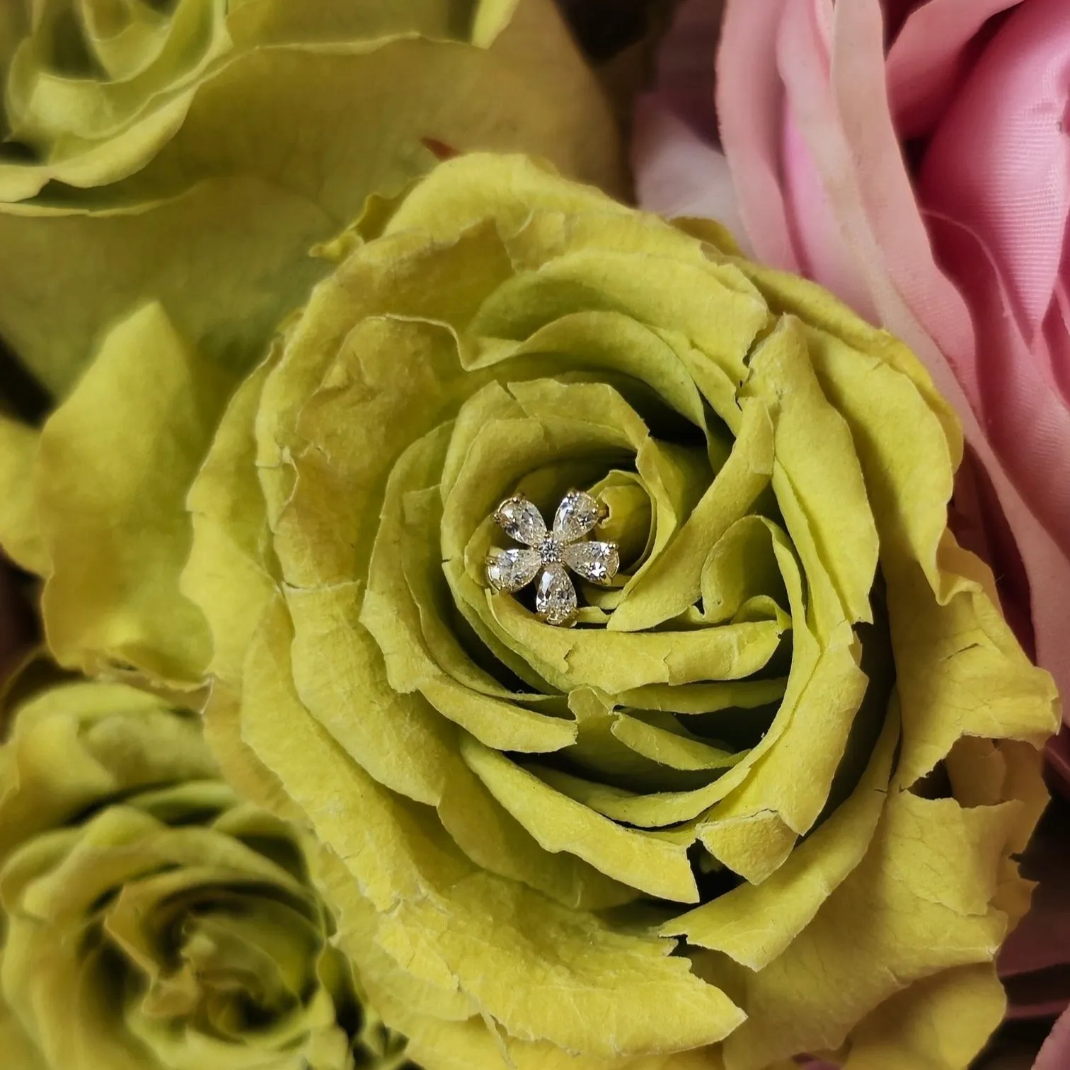 Blooming Flower Earring in Solid 14k Yellow Gold