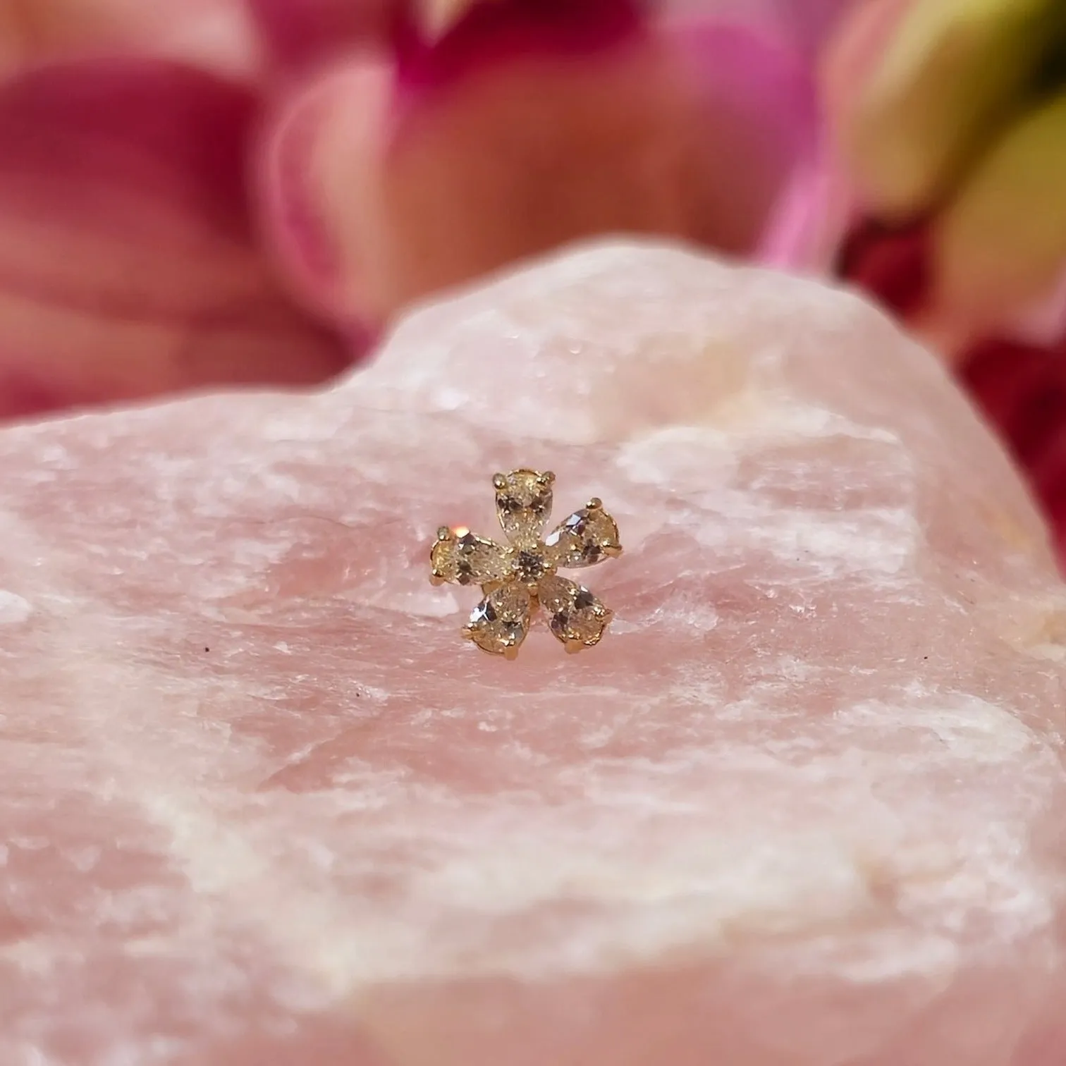 Blooming Flower Earring in Solid 14k Yellow Gold