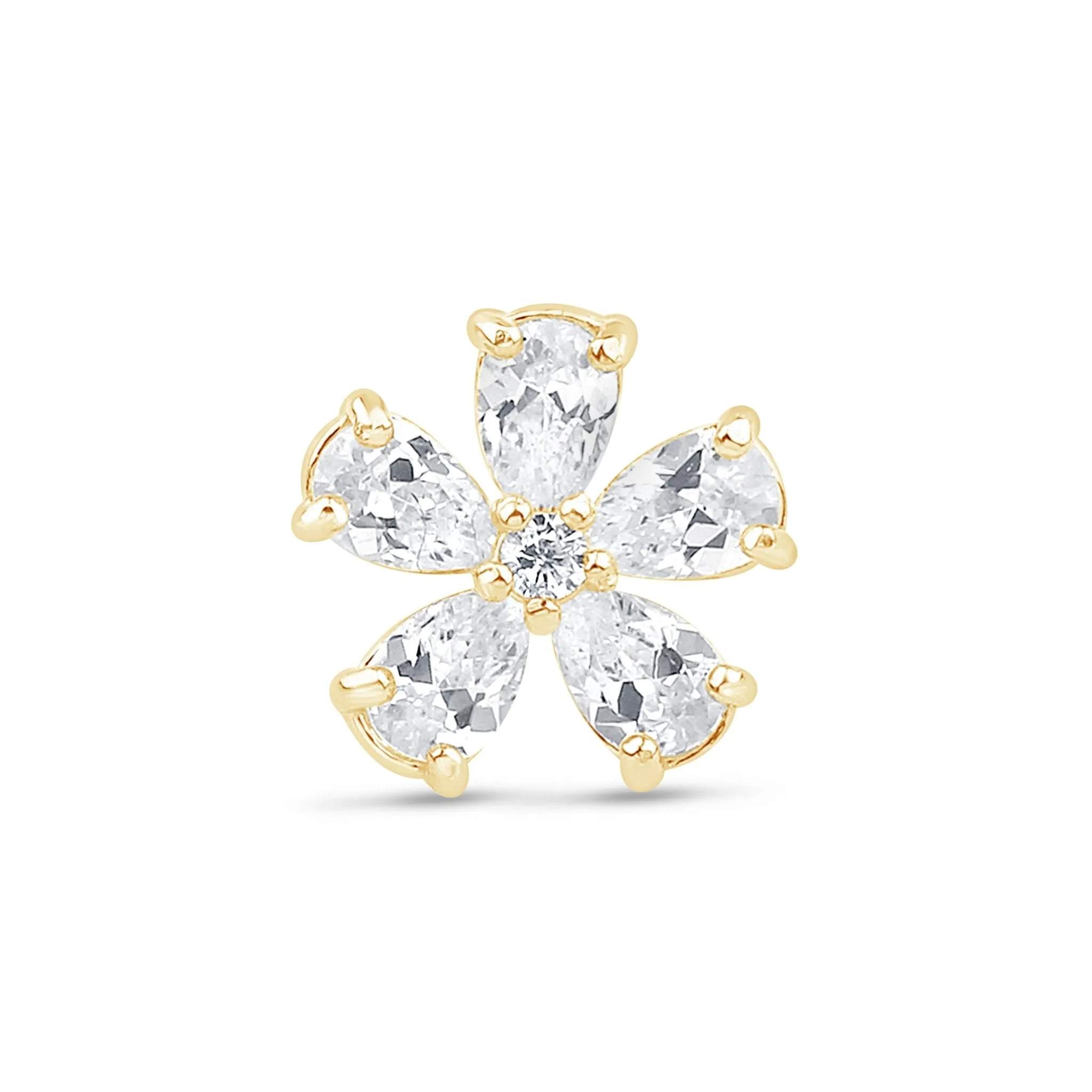 Blooming Flower Earring in Solid 14k Yellow Gold