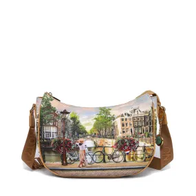 Borsa Donna Hobo Bag a Tracolla Y NOT YES-628 Stampa Bicycles