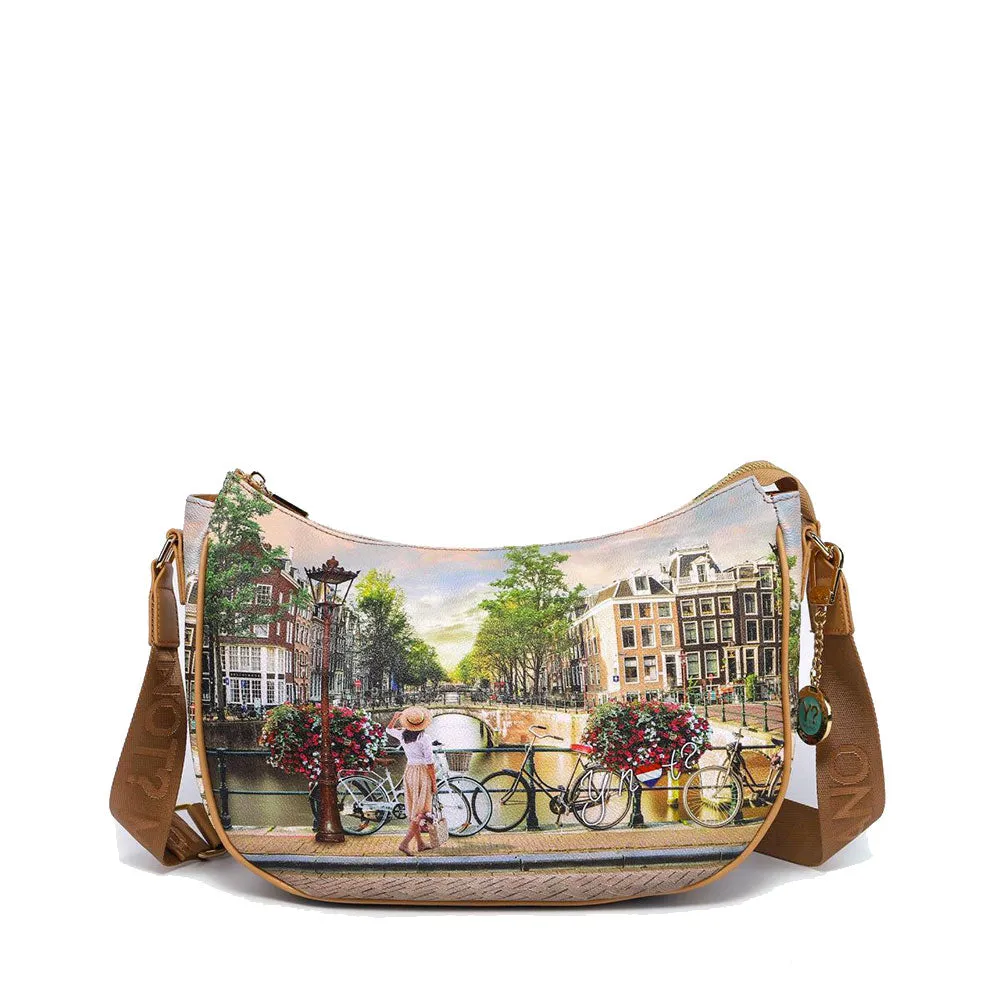 Borsa Donna Hobo Bag a Tracolla Y NOT YES-628 Stampa Bicycles