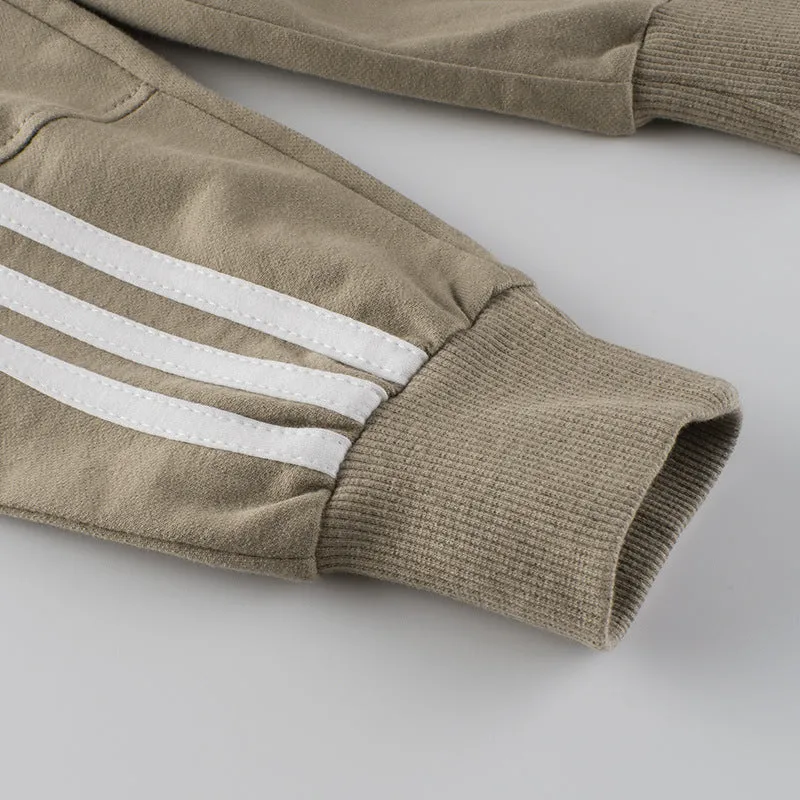 Boys Solid Color Striped Pocket Pants