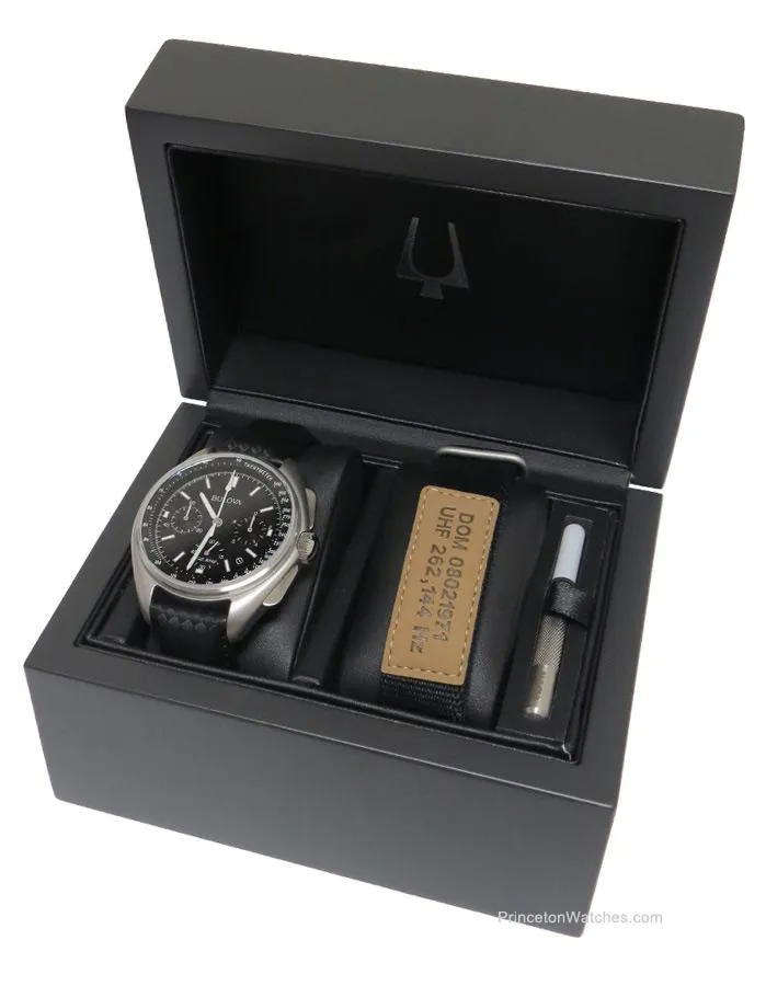 Bulova Mens Moon Chronograph - Special Edition - Black Leather Strap - Date