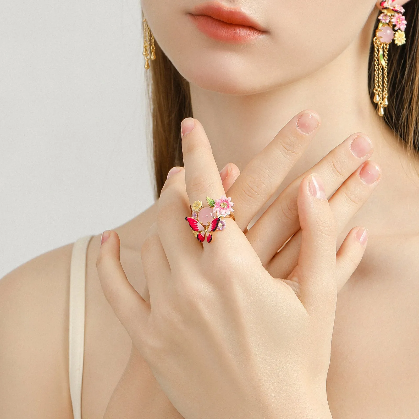 Butterfly Love Flower Ring