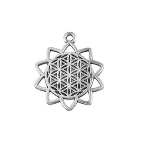 Closed Background Small Lotus Flower of Life Sacred Geometry Pendant