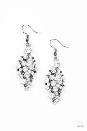 Cosmically Chic Black and White Rhinestone Earrings - Paparazzi Accessories