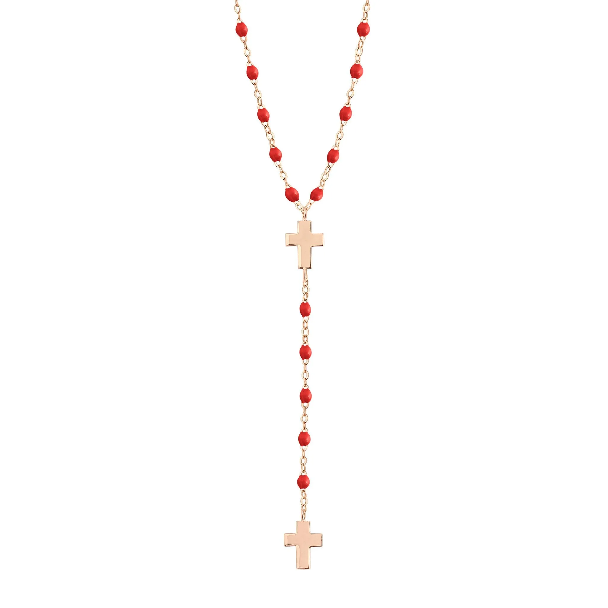 Cross Charm Classic Gigi Poppy rosary, Rose Gold, 16.5"