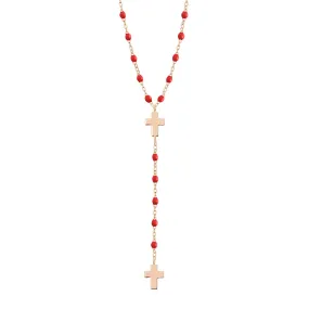 Cross Charm Classic Gigi Poppy rosary, Rose Gold, 16.5"