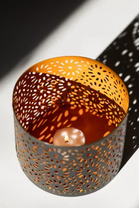 Daisy Laser Cut Pierced Tin Candle Holder