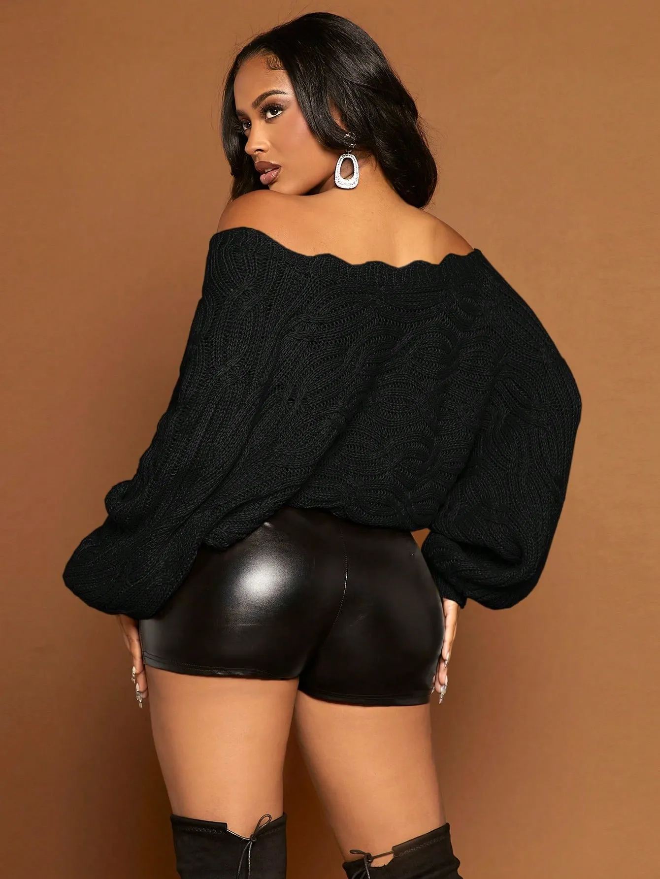 Deep V Neck Flare Sleeve Sweater