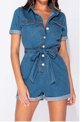 Denim Wrap Playsuit