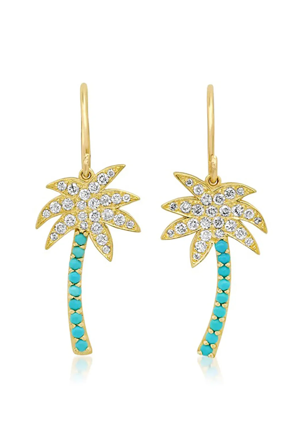 DIAMOND AND TURQUOISE PALM TREE EARRINGS