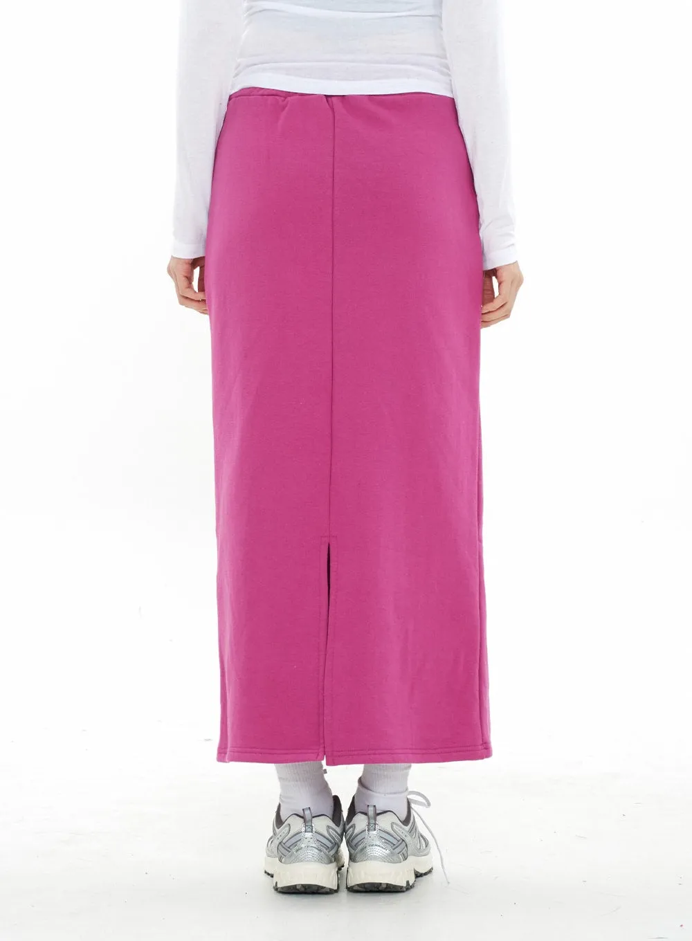 Drawstring Waist Maxi Sweat Skirt CA05