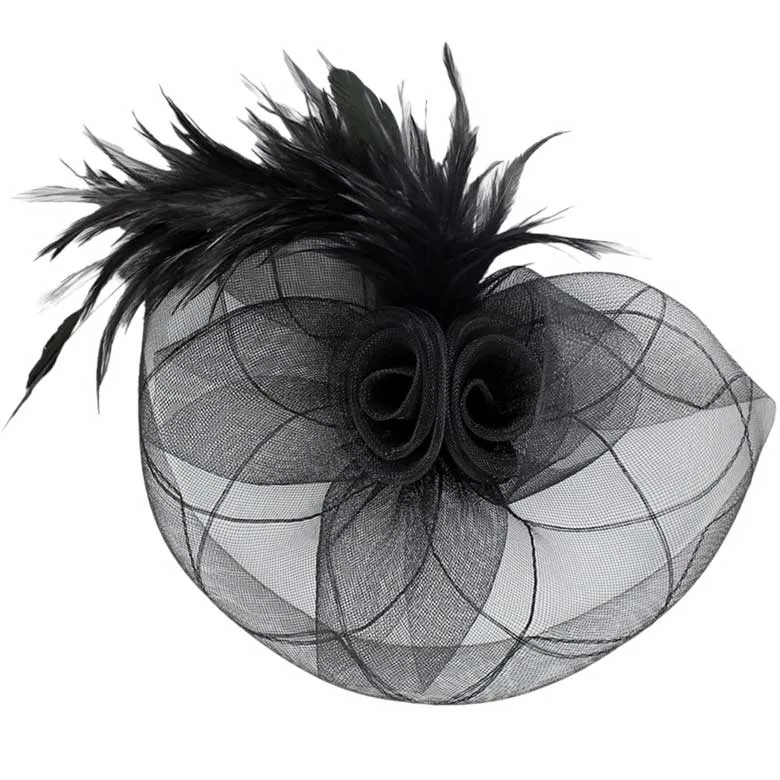 Feather Mesh Flower Fascinator Headband