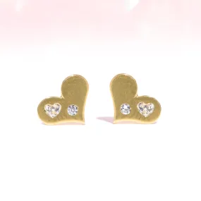 Fine Heart of Gold Stud Earrings