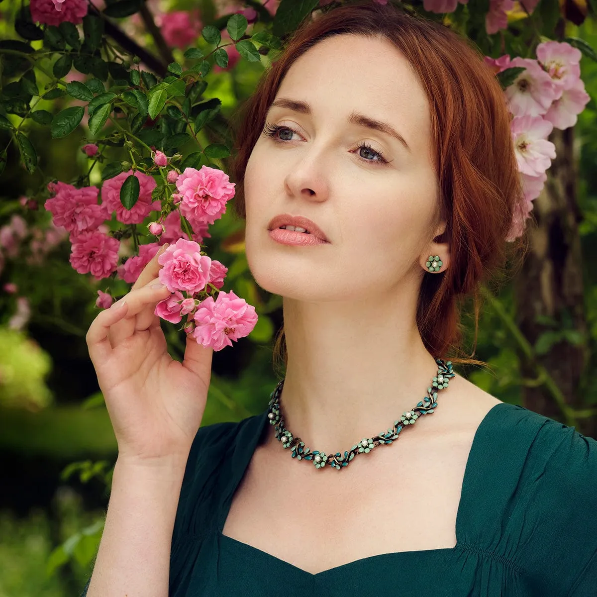 Flower Stud Earrings: Tiny Vine Flower and Pearl Earrings