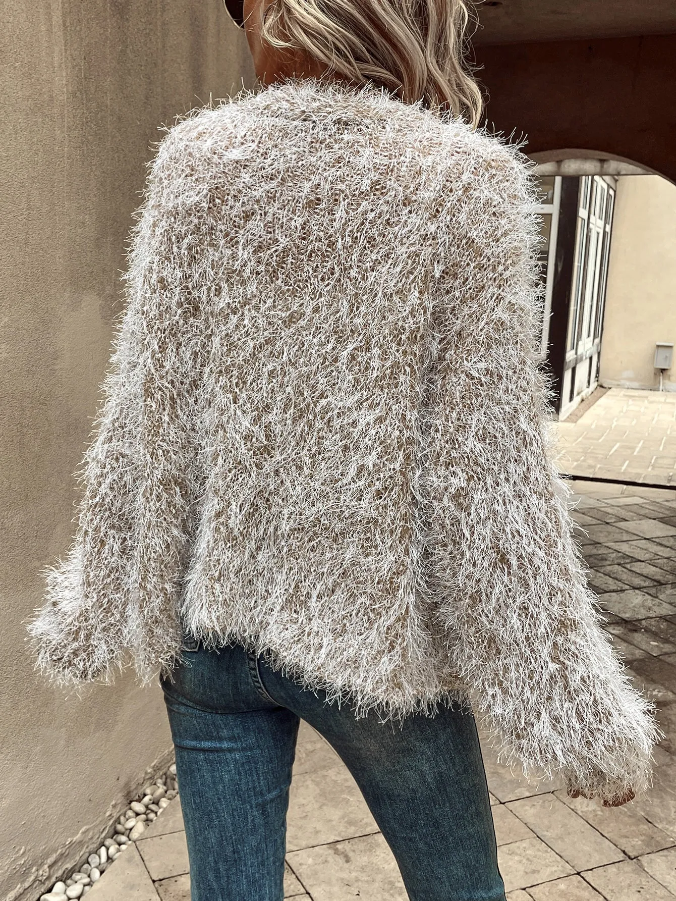 Fluffy Knit Open Front Cardigan