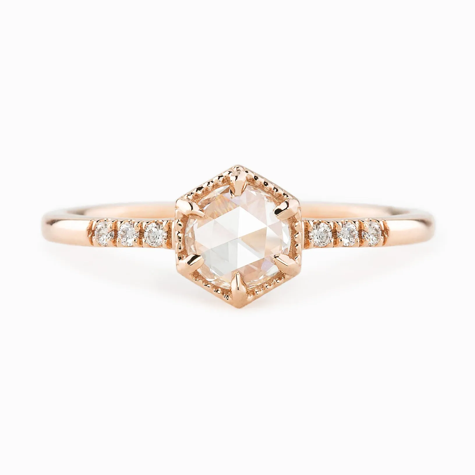 Grace Hexagon Setting, Round Rose Cut