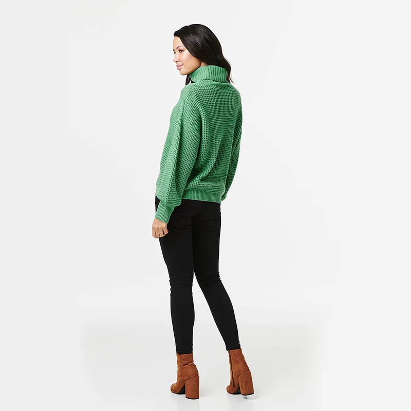 Green Long Sleeve Polo Neck