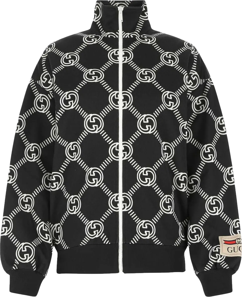 Gucci Black / White Interlocking G Zipped Jacket UK XXS