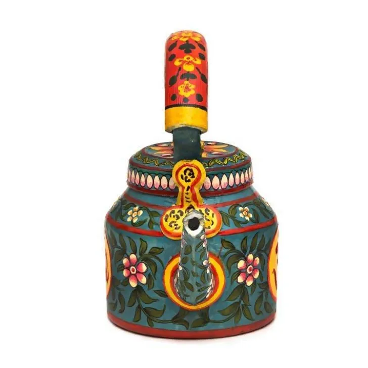 Hand Painted Indian Om Tea Pot in Aluminium