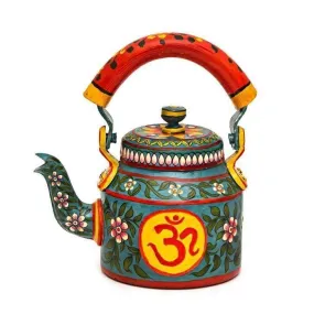 Hand Painted Indian Om Tea Pot in Aluminium