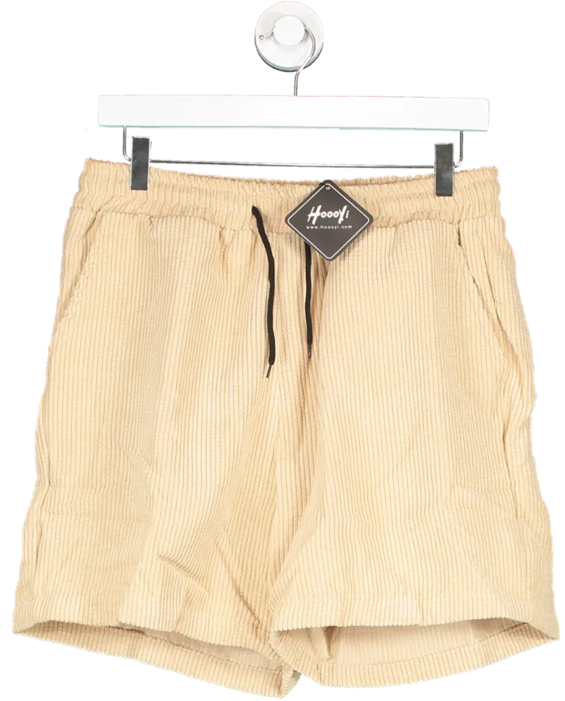 Hooyi Beige Corduory Drawstring Shorts UK M