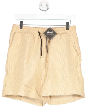 Hooyi Beige Corduory Drawstring Shorts UK M