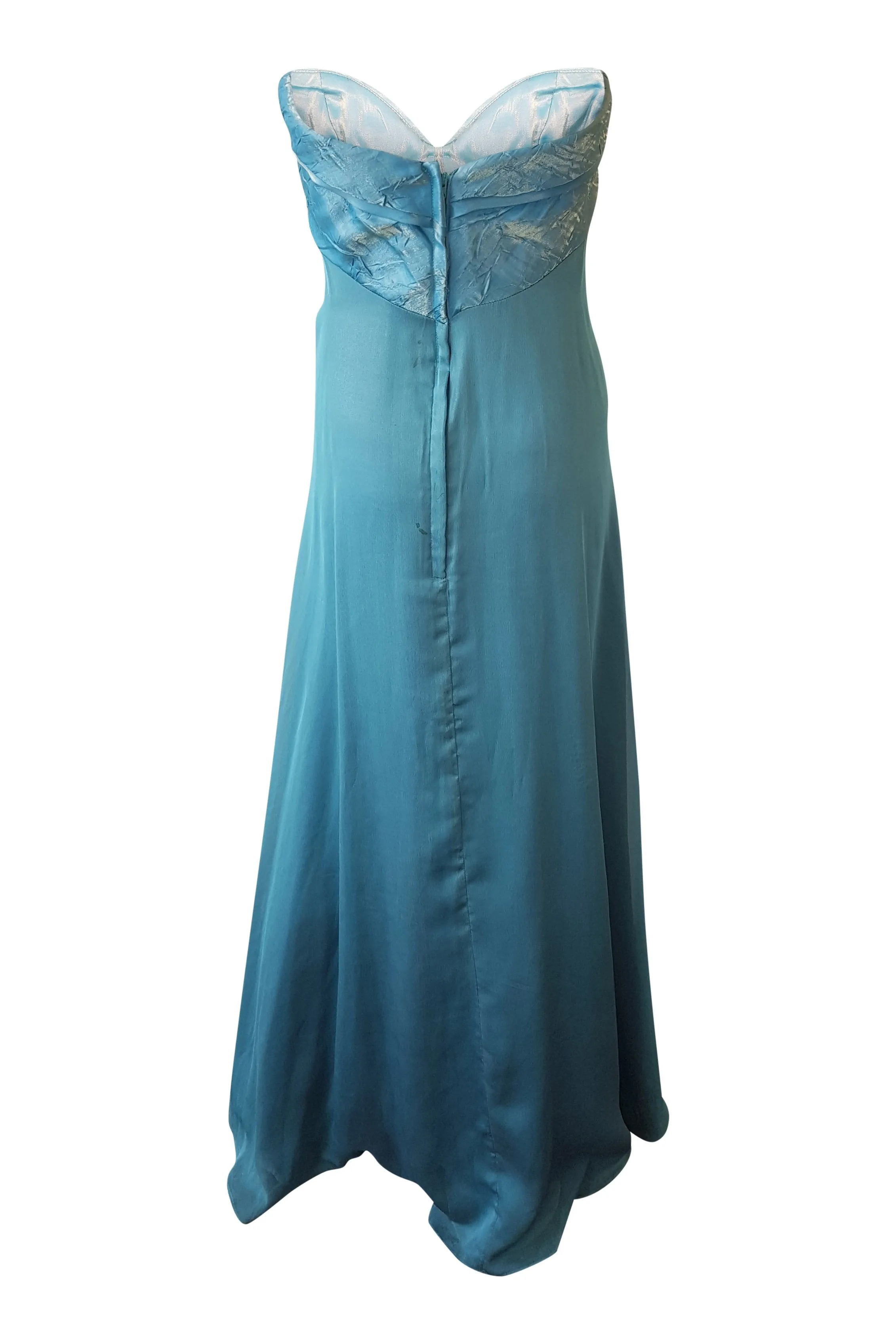 KAREN SERKEL Blue Strapless Shimmering Gown (S)