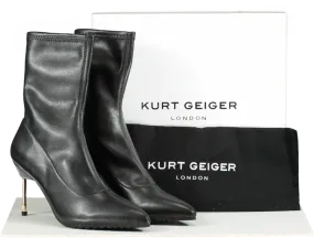 Kurt Geiger Black / Gold Stretch Leather Barbican Boots BNIB UK 6 EU 39 👠