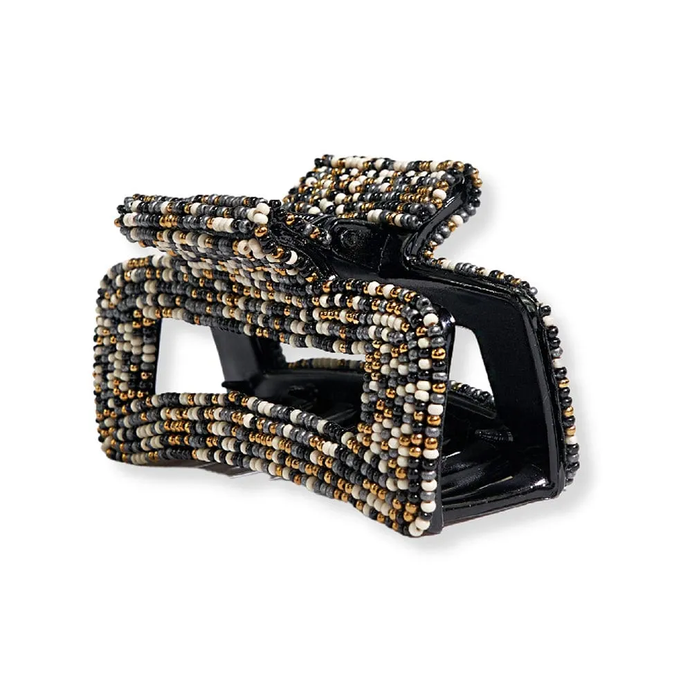 Lola Confetti Beaded Claw Clip, Black/White | Ink   Alloy