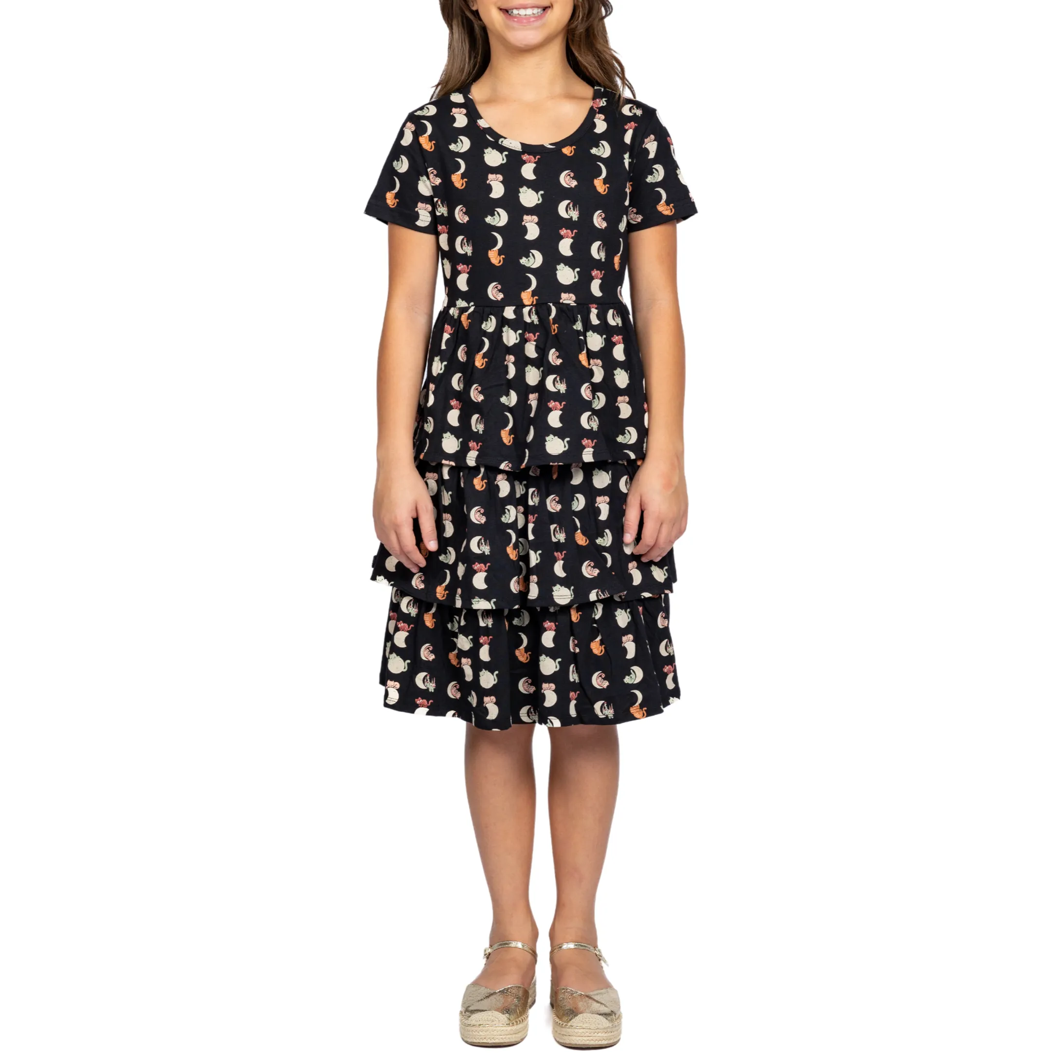 Lunar Kitty Layered Kids Dress